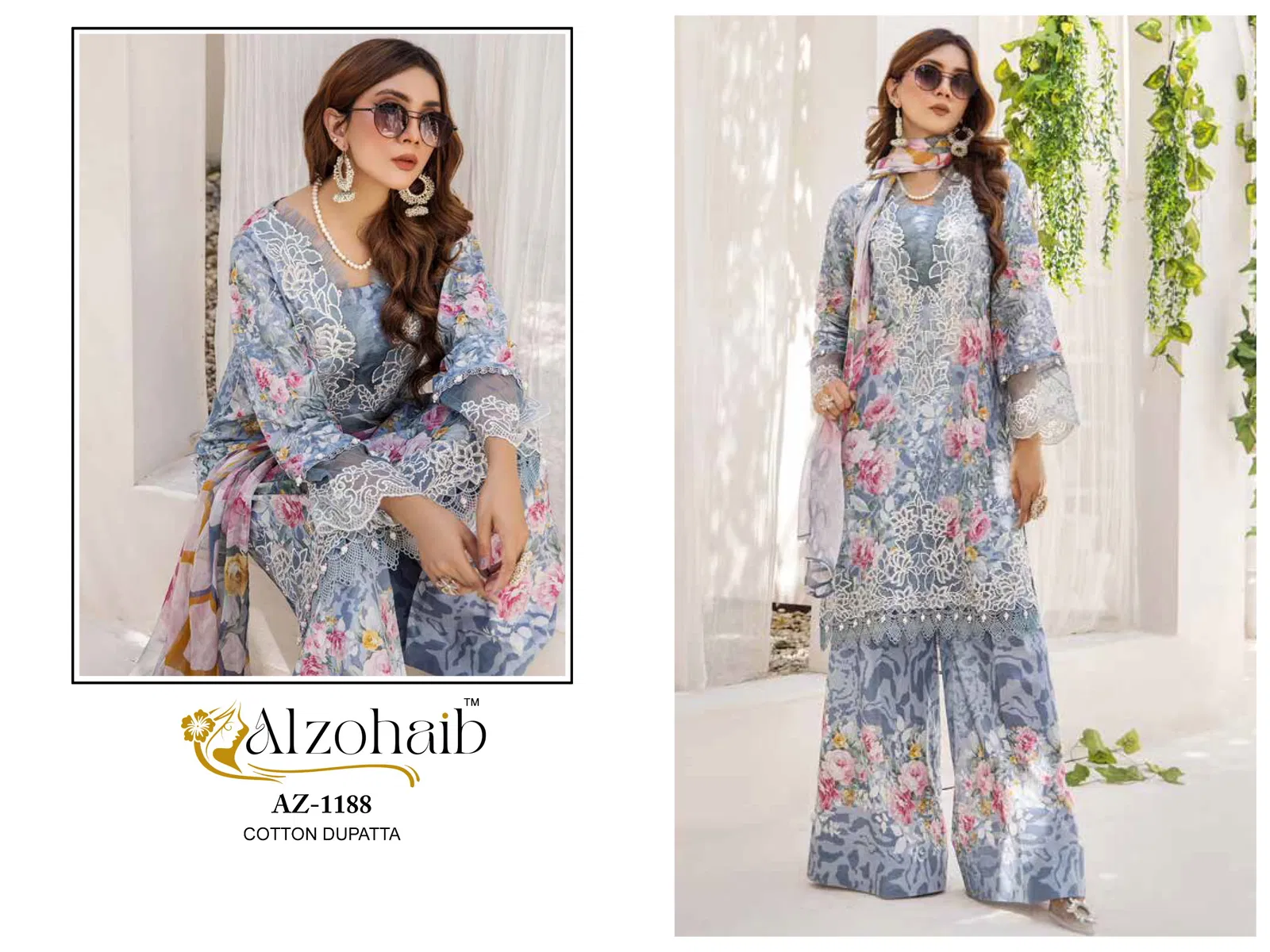 Sakina Vol 2 by Alzohaib Cotton Dupatta Pakistani Salwar Suits Wholesale Online